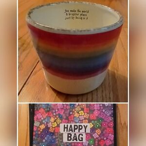 Natural Life NWT Colorful Striped Ceramic Mug Comes With Free HAPPY BAG!!